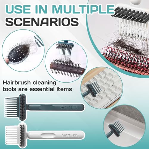 Gray 2-in-1 Hair Brush Cleaning Tool for Home & Salon - Portable