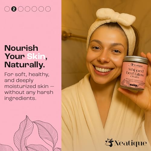 100% Grass Fed Beef Tallow for Skin Care Face & Body | Whipped Moisturizer for Skin | with Organic Beeswax & Organic Honey Balm | All Natural Formula, 2.13oz (2.13 Ounce, Jasmine)