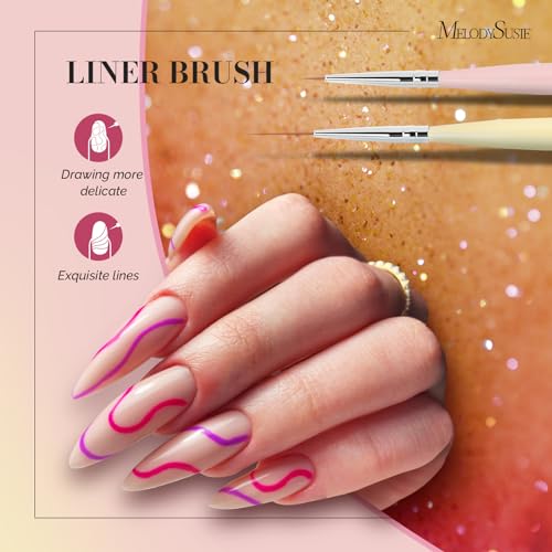 MelodySusie 6Pc Nail Art Brush Set - Gel, Liner & Design Brushes