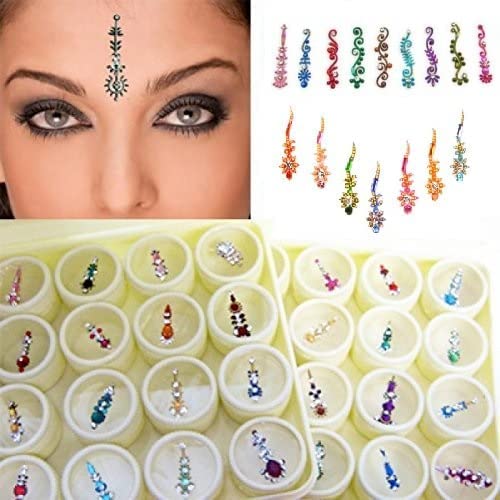 Multicolored Crystal Bindis Sticker Tattoo Pack of 12