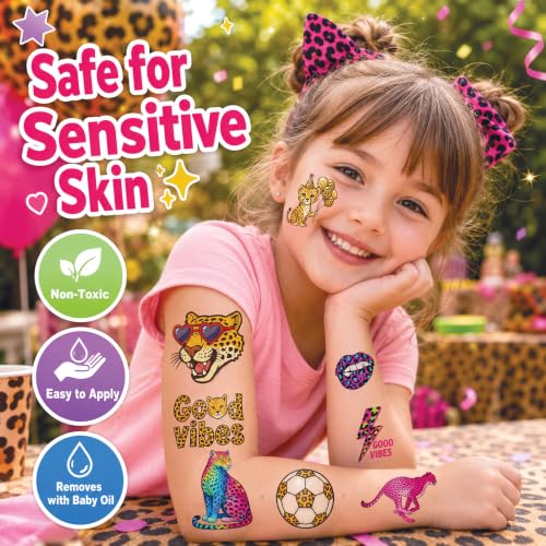 96 PC Cheetah Print Temporary Tattoos for Kids