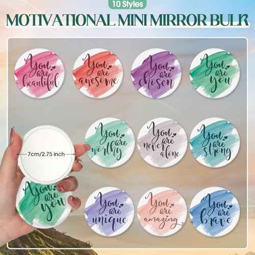 20 Pcs Employee Appreciation Gifts Inspirational Canvas Makeup Bags Compact Mirror Bulk Cosmetic Bags Portable Mirror Thank You Gifts for Women Christmas Nurse Practitioner (Inspiration)