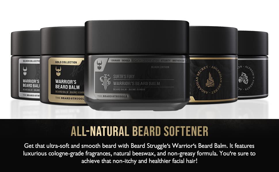 The Beard Struggle Warrior’s Beard Balm - Platinum Collection, Vanir's Wisdom - Non-Greasy Low-Hold Formula, Luxurious Cologne-Grade Fragrances 100% Natural and Plant-Based Ingredients - 50g