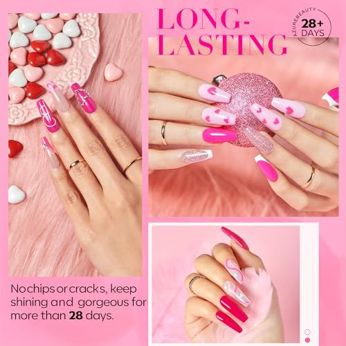 AZUREBEAUTY Dip Powder Nail Starter Kit - 8 Pink Colors with Matte & Top Coat