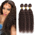 3 Bundles of Dark Brown Kinky Curly Virgin Hair Extensions - 18, 20, 22 Inch