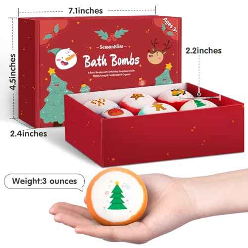 Christmas Bath Bombs for Kids with Surprise Inside,Bath Bombs Sets with 6 Pack Bubble Bath Bomb for Girls and Boys, Nice Gifts for Kids
