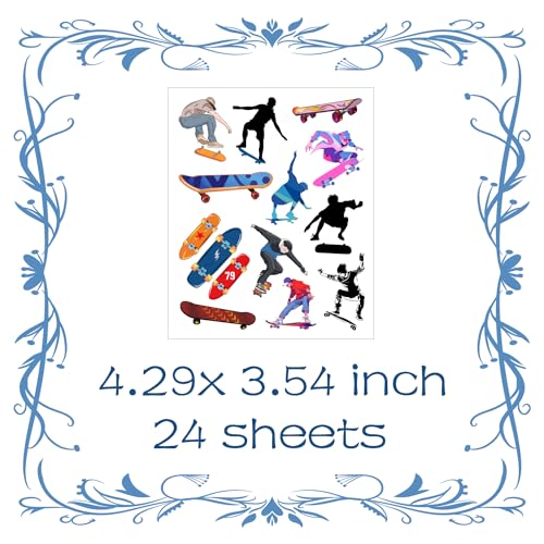 Oringaga 300 Skateboard Party Temporary Tattoos Stickers Sport Birthday Baby Shower Party Supplies Goodie Bag Stuffers Favors Prize Motivational Stickers