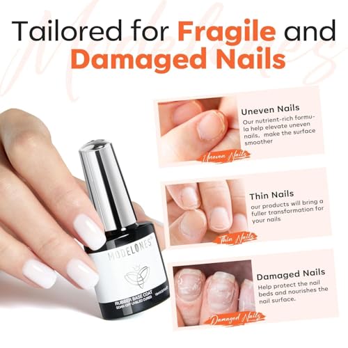 modelones Milky White Builder Nail Gel Rubber Base Coat Sheer
