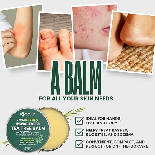 KESMEDIK Tea Tree Oil Healing Balm - Natural Antifungal & Rash Relief, 2-Pack