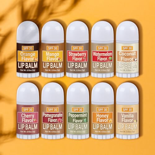30 Pcs Mini Lip Balms Gift Bulk Assorted Lip Balms Sticks Spf 30 with Sunscreen Lips Care Bag Stuffers Employee Appreciation Gifts Bulk for Staff Teacher Wedding Baby Shower Party Favors