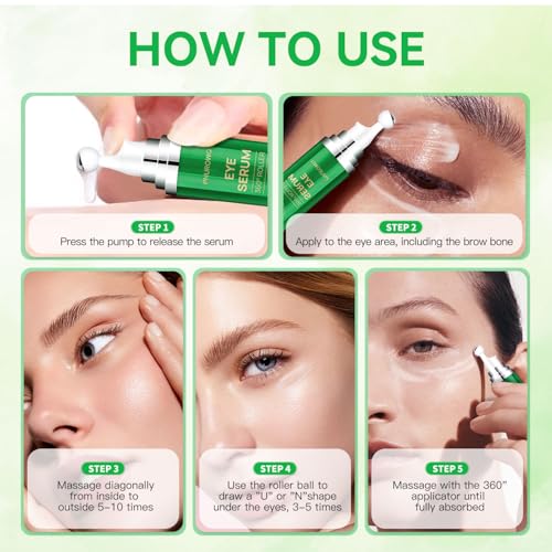 Caffeine & Retinol Eye Cream with 360¡Æ Roller - Hydrating & Anti-Aging Formula for Fine Lines, Puffiness, Dark Circles & Bags Moisturizing for Women & Men