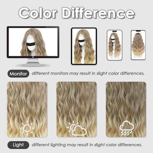 Beelu 26 Inch Ombre Blonde Curly Lace Front Wig for Women