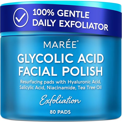 MAREE Glycolic Acid Pads for Clear Skin - 80 Count Exfoliating Toner
