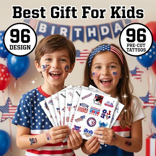 96pc Temporary Patriotic Tattoos – 4th of July Party Favors