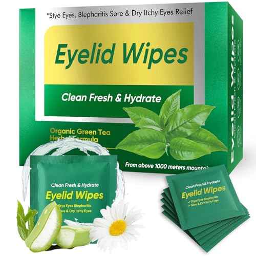 Eyelid Wipes, 100 Pcs Eyelid Cleansing Wipes for Dry Itchy Eyes and Blepharitis, Soothing Pre-Moistened Wipe Hyaluronic Acid, Daily Gentle Eye Care for Sensitive Skin