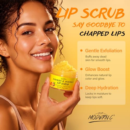 Turmeric Lip Scrub with Vitamin C - Exfoliating Lip Scrubber for Dark Lips