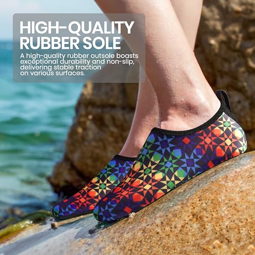 SEEKWAY Water Shoes Women Men Adult Quick-Dry Aqua Socks Barefoot Non Slip for Beach Swim River Pool Lake surf Black SK002(U)