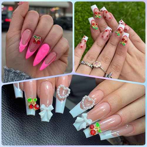 100Pcs Gold Nail Charms and Gems Charms for Nails Design Gold Charms for Nails Metal Bow Cherry Butterfly Cross Heart Star and Flowers