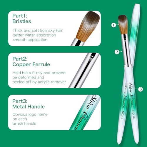 6-Piece Kolinsky Nail Art Brush Set for Acrylic & Polish