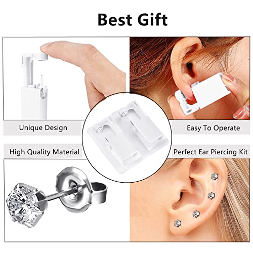 Ear Piercing Kit - 4 Pack Self-Piercing Gun with 5mm Studs
