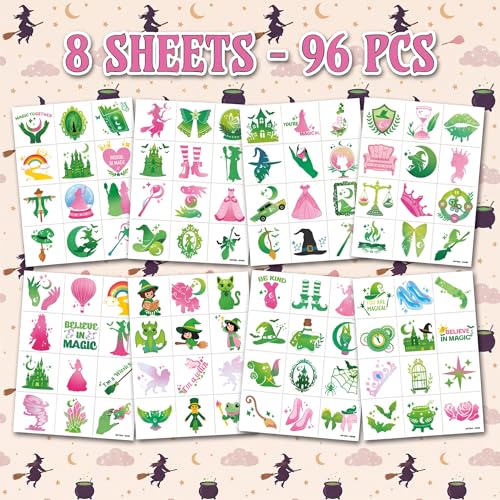96 PCS Witch Temporary Tattoos for Kids | Party Favors