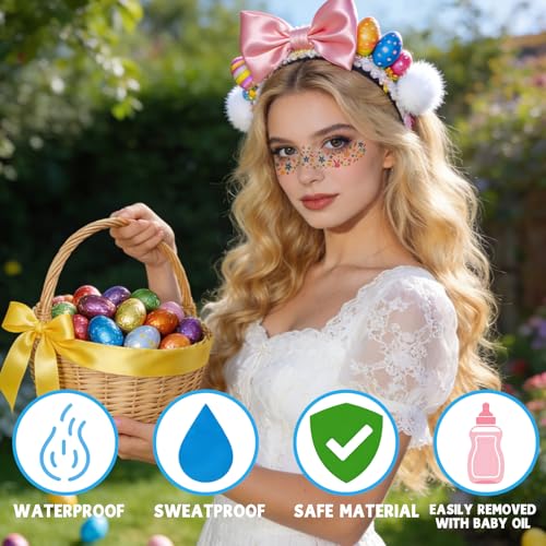 Easter Glitter Eye Tattoos & Face Stickers, 28 Designs