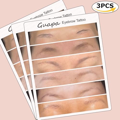 Eyebrow Tattoo Practice Skin, 3PCS Silicone Pads with Printed Brow Designs