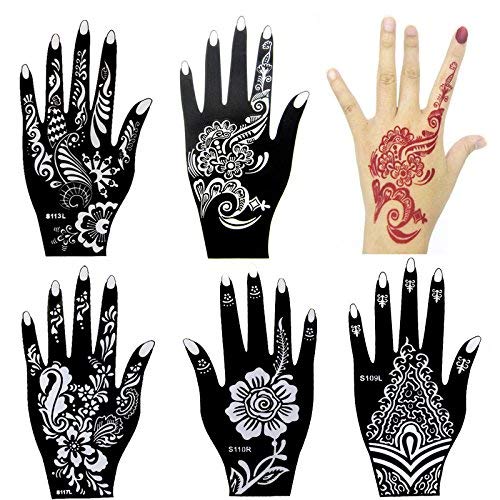 Henna Tattoo Stencil Kit - 6 Sheets Reusable PVC Templates