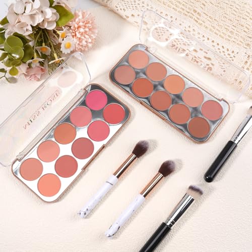 10-Color Blush Palette with 2 Brushes – All Skin Tones