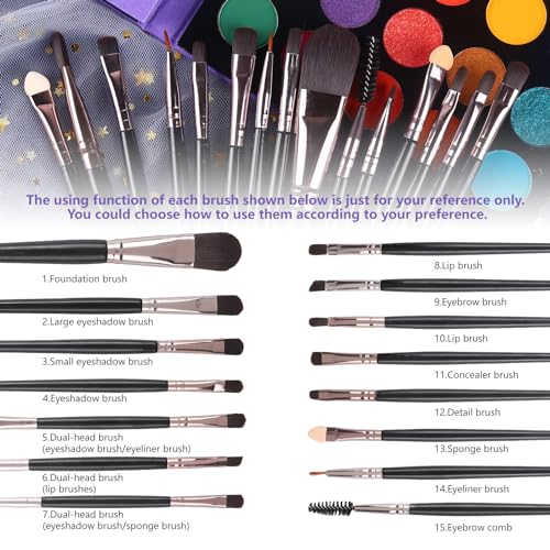 UCANBE 86 Color Eyeshadow Palette with 15 Brushes Makeup Set