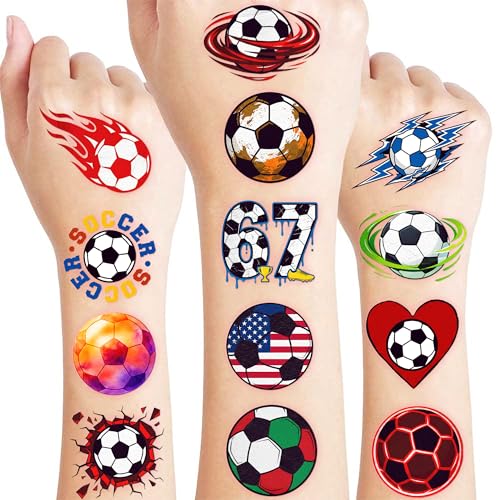 Soccer Temporary Tattoos for Kids - 96 PC Set