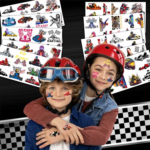 Go Kart Temporary Tattoos - 100 PCS Racing Party Favors