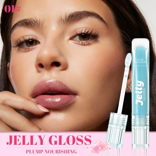 WanTuoluo Jelly Lip Gloss - Glass Shine Tint, 5 Colors