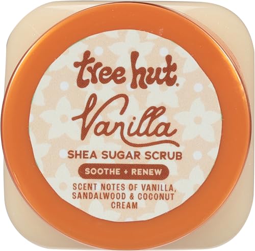 Tree Hut Vanilla Body Scrub Travel Size 3.4 Oz - Exfoliating Sugar Scrub, Moisturizing Shea & Natural Oils