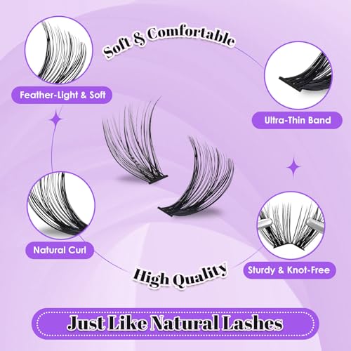DIY Lash Extension Kit 640pcs 30D 40D 50D 60D Curl 9-16mm Fluffy Wispy Individual False Lashes Reusable Natural Look with Dual-End Bond Seal Glue and Tweezers for Daily Wear At Home Beginners