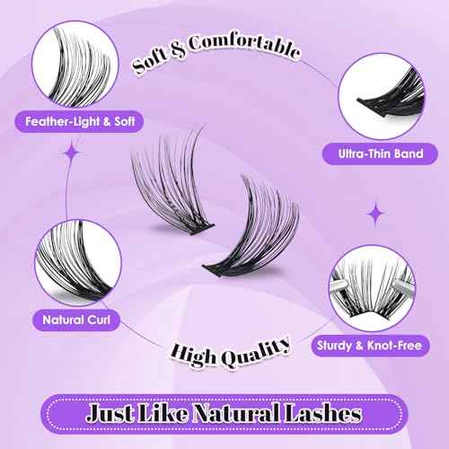 CyanoooGenesis 30D+40D+50D+60D Lash Clusters Kit for Beginners – 640Pcs/320 Pairs 9-16mm 8-Length False Lashes with Dual-Head Bond & Seal, Precision Tweezer for DIY Lash Extension