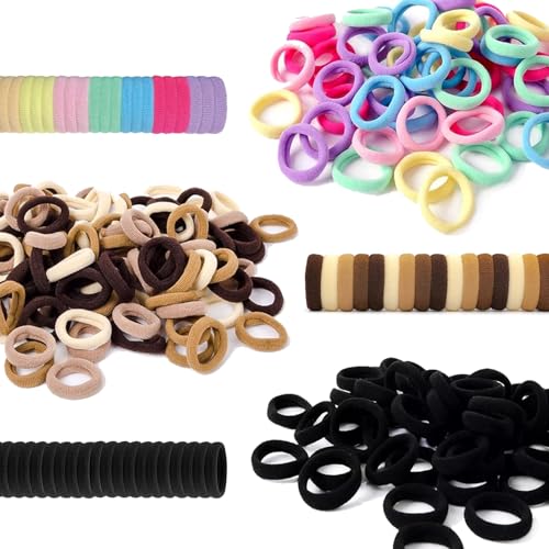 300Pcs Baby Hair Ties Soft Cotton Elastics No Pull