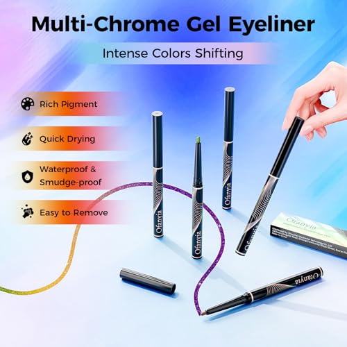 Multichrome Eyeliner,Black Eyeliner Penclis with Retractable,Glitter Eyeliner Pencil for Halloween Makeup,Waterproof Eyeliner Pen,24h Long Lasting Eye Liner Smudge Proof Eye Pencil