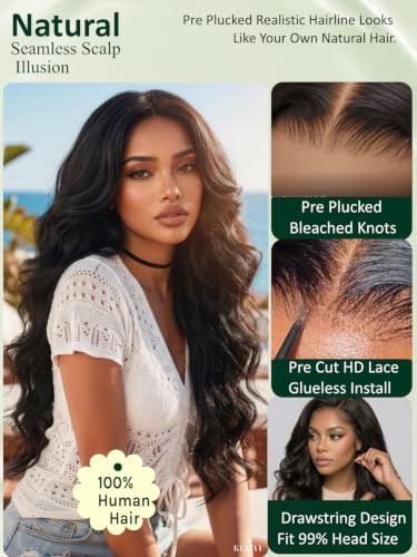 KLAIYI Bye Bye Slip 7x5 Glueless Lace Front Wig 18 Inch
