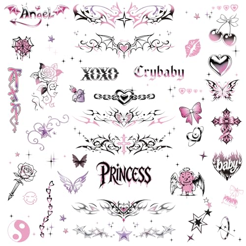 Y2K Temporary Tattoos - 3 Sheets Waterproof Fake Tats