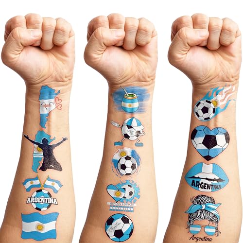 96-Piece Argentina Soccer Temporary Tattoos for Kids