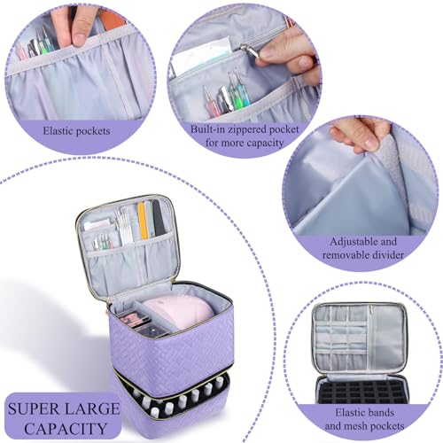 RZMAYIS Purple Double Layer Nail Polish & Lamp Travel Organizer Bag