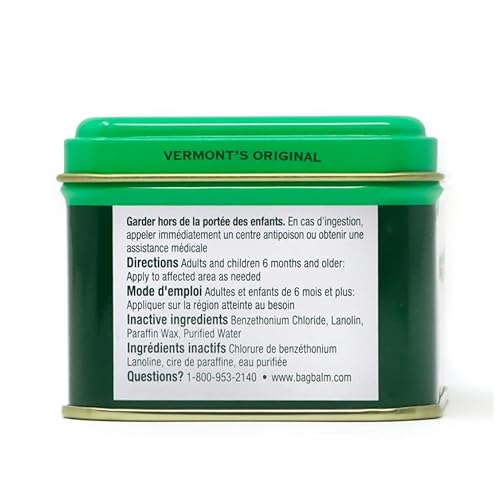 Bag Balm Vermont's Original Moisturizing for Dry Skin, Chapped Lips, Cracked Heels, Dog Paw Pads + More. 118 ml (4 oz) Tin (1)