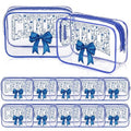12Pcs Clear Cheer Makeup Bags with Blue Bow - Team Cosmetic Pouches