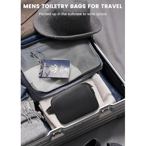 Toiletry Bag for Men, Travel Toiletry Organizer Hanging Dopp Kit, Water-Resistant Shaving Bag for Traveling Toiletries Accessories, Waterproof Mens Toiletry Travel Bag with 11 Compartments, Metal Hook