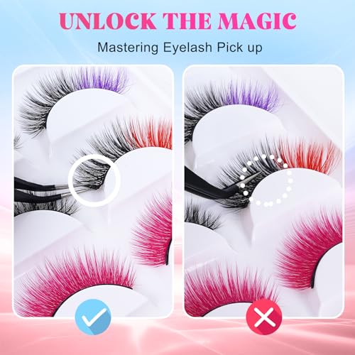 Colored Faux Mink Eyelashes - 5 Pairs with Black & Vivid Colors