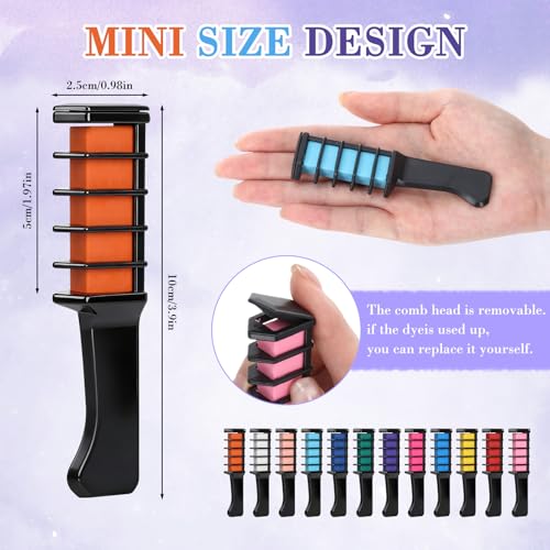 12 Colors Hair Chalk Comb Set, Temporary Washable Hair Dye