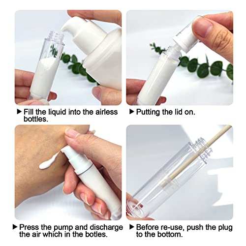 Travel Foundation Container Bottles Set - 10ml Airless Pump Refillable Cosmetic Bottles