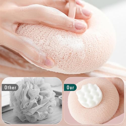 OneNine Super Soft Sunflower Suction Cup Bath Ball, 2-in-1 Sunflower Bath Ball, 2 PCS, Pink, Cyan, Polyurethane, Simplicity, Cute
