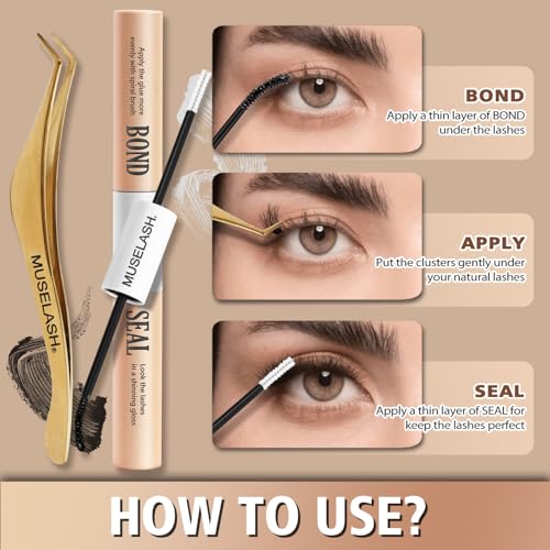 MUSELASH Lash Clusters Kit - 530pcs 8-16mm Wispy Extensions